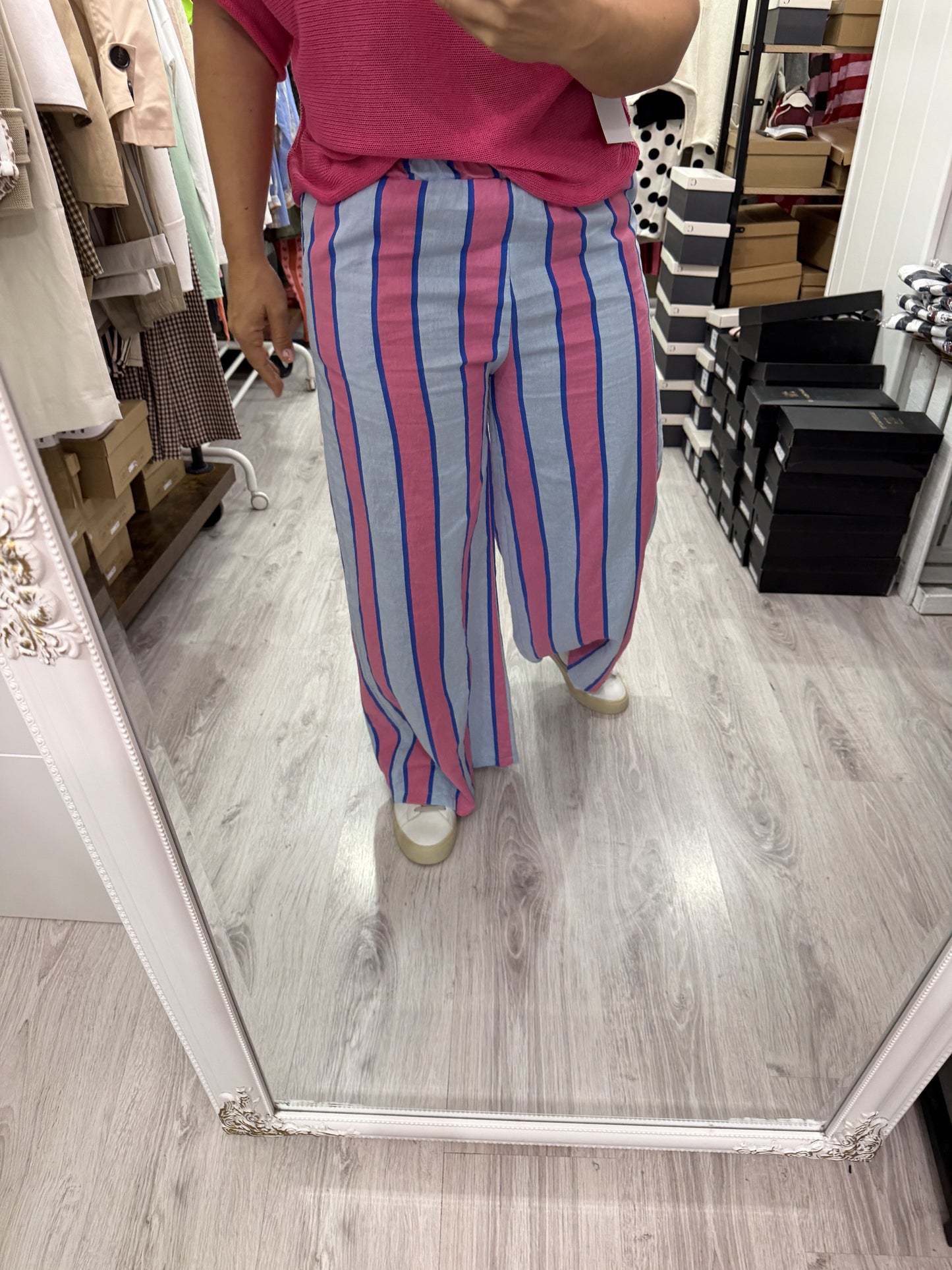 Pantalón Sintra fucsia, azul cielo y azul klein
