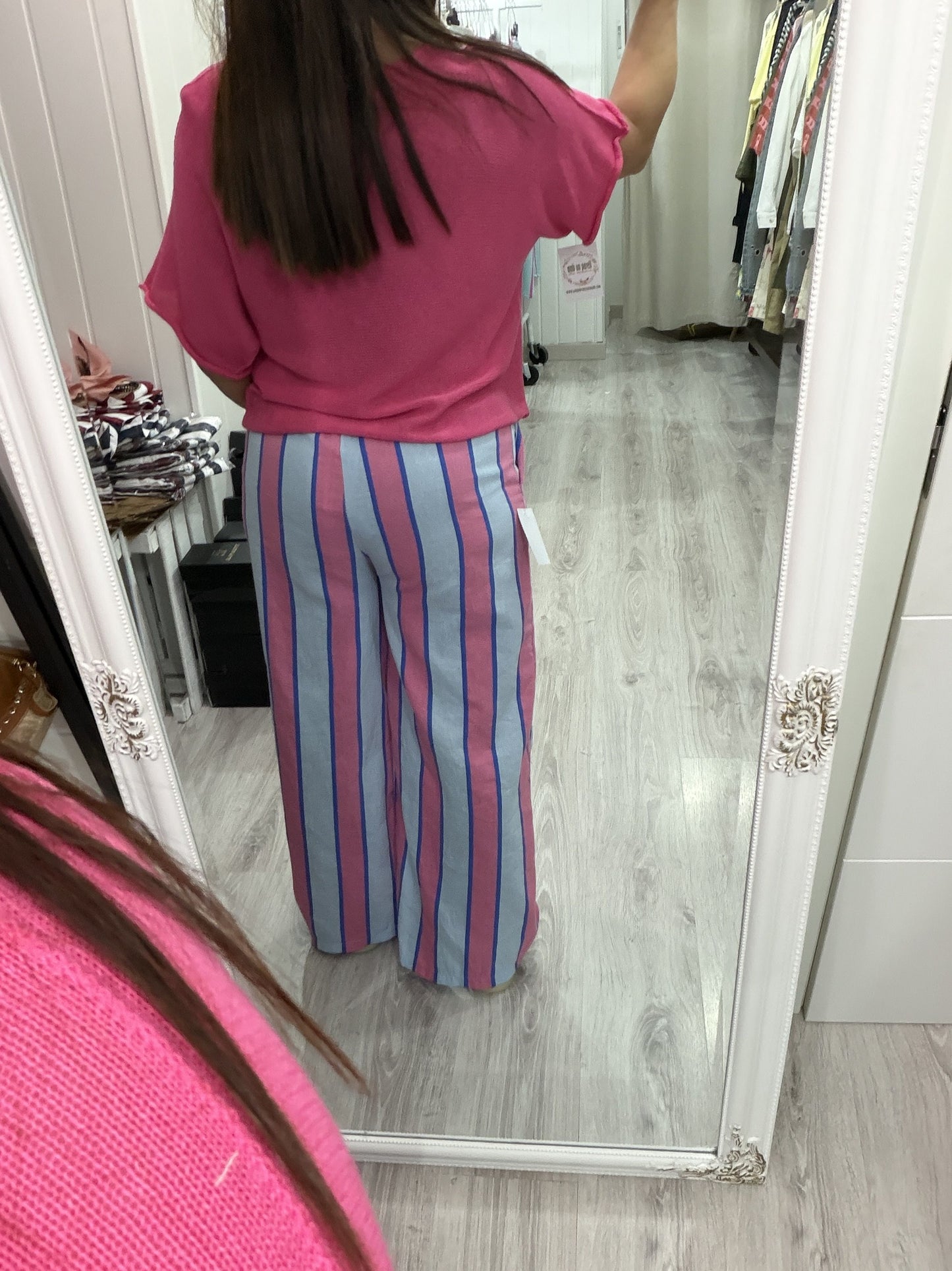 Pantalón Sintra fucsia, azul cielo y azul klein