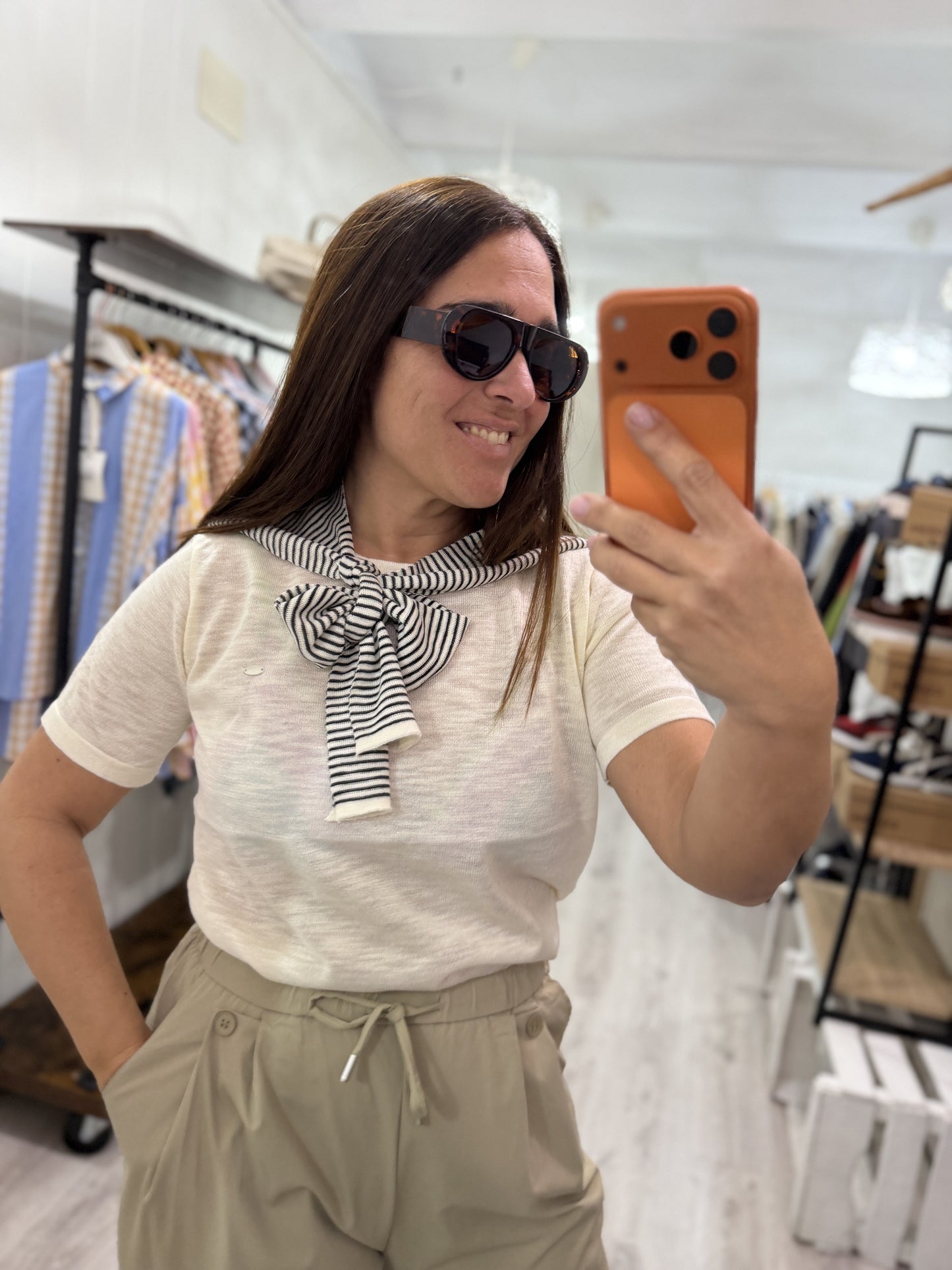 Camiseta Maica punto beige