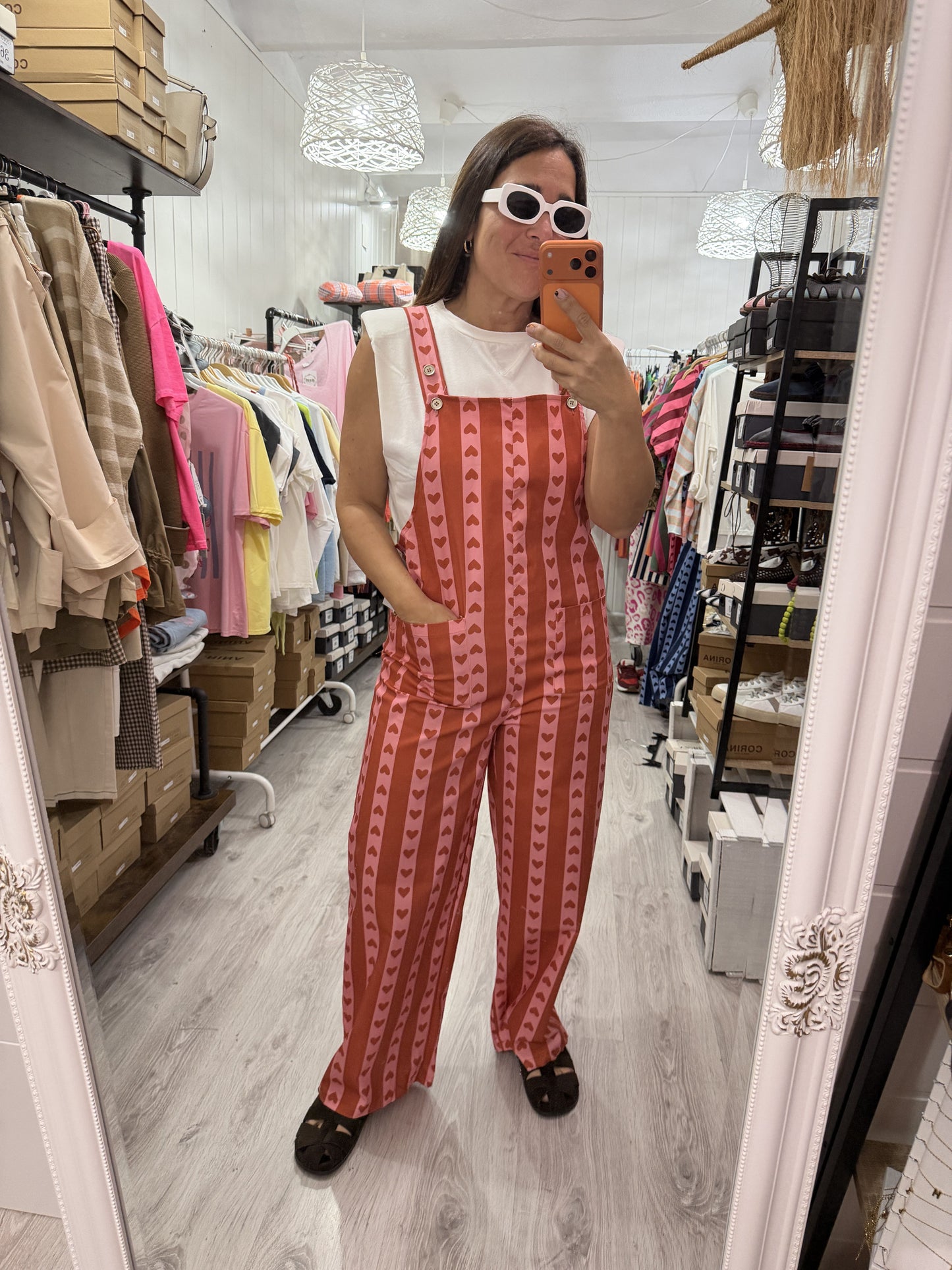 Peto Cuore naranja y rosa