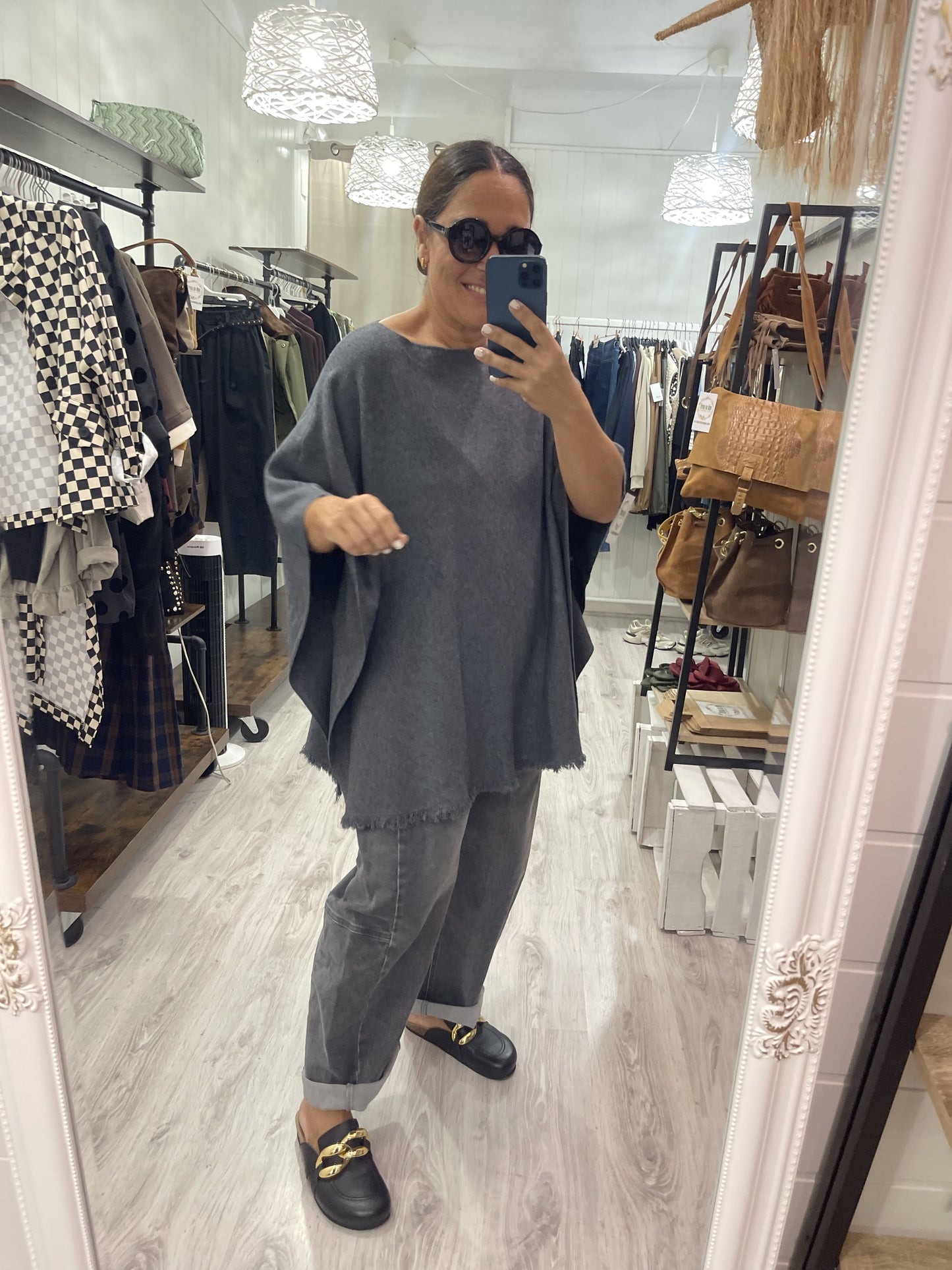 Poncho Fleco gris