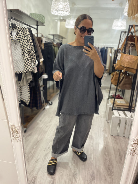 Poncho Fleco gris