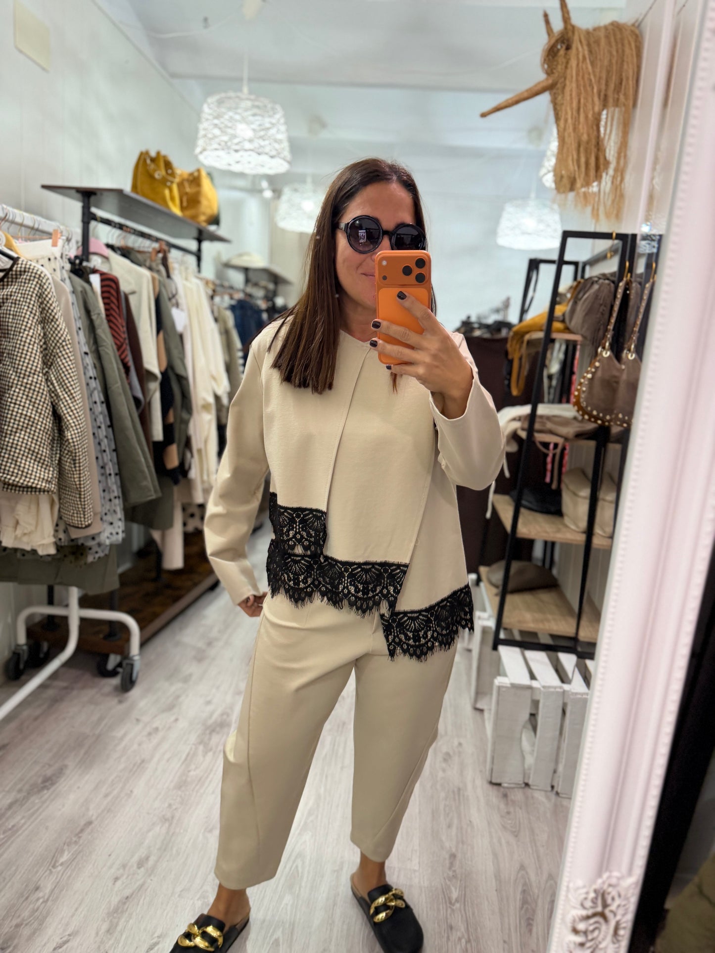 Sudadera Scala punto roma beige