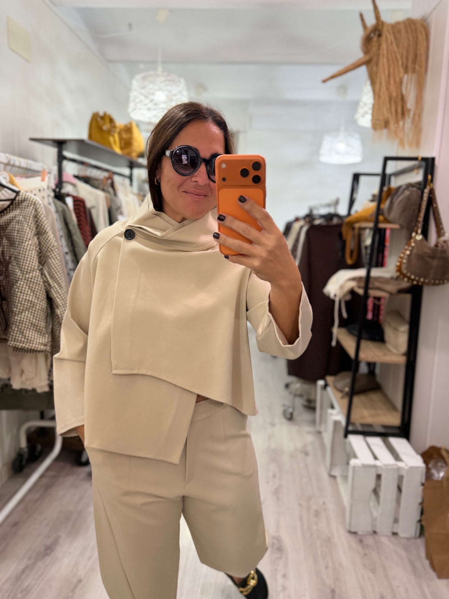 Chaqueta Botón punto roma beige