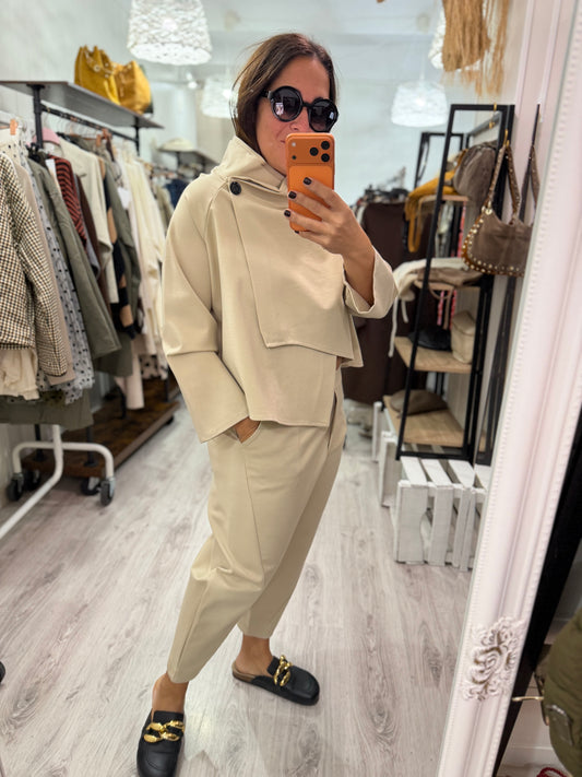 Chaqueta Botón punto roma beige