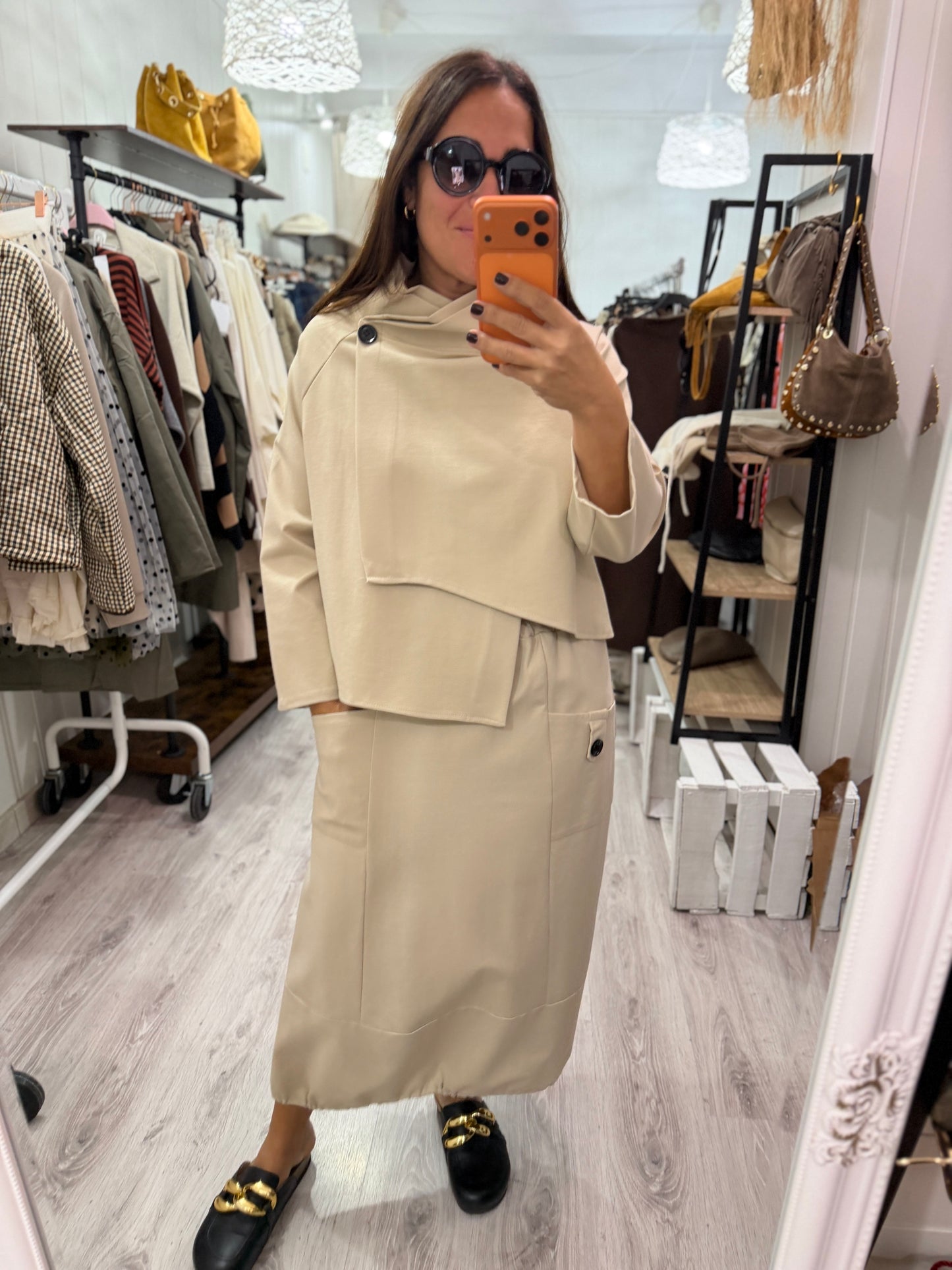 Chaqueta Botón punto roma beige