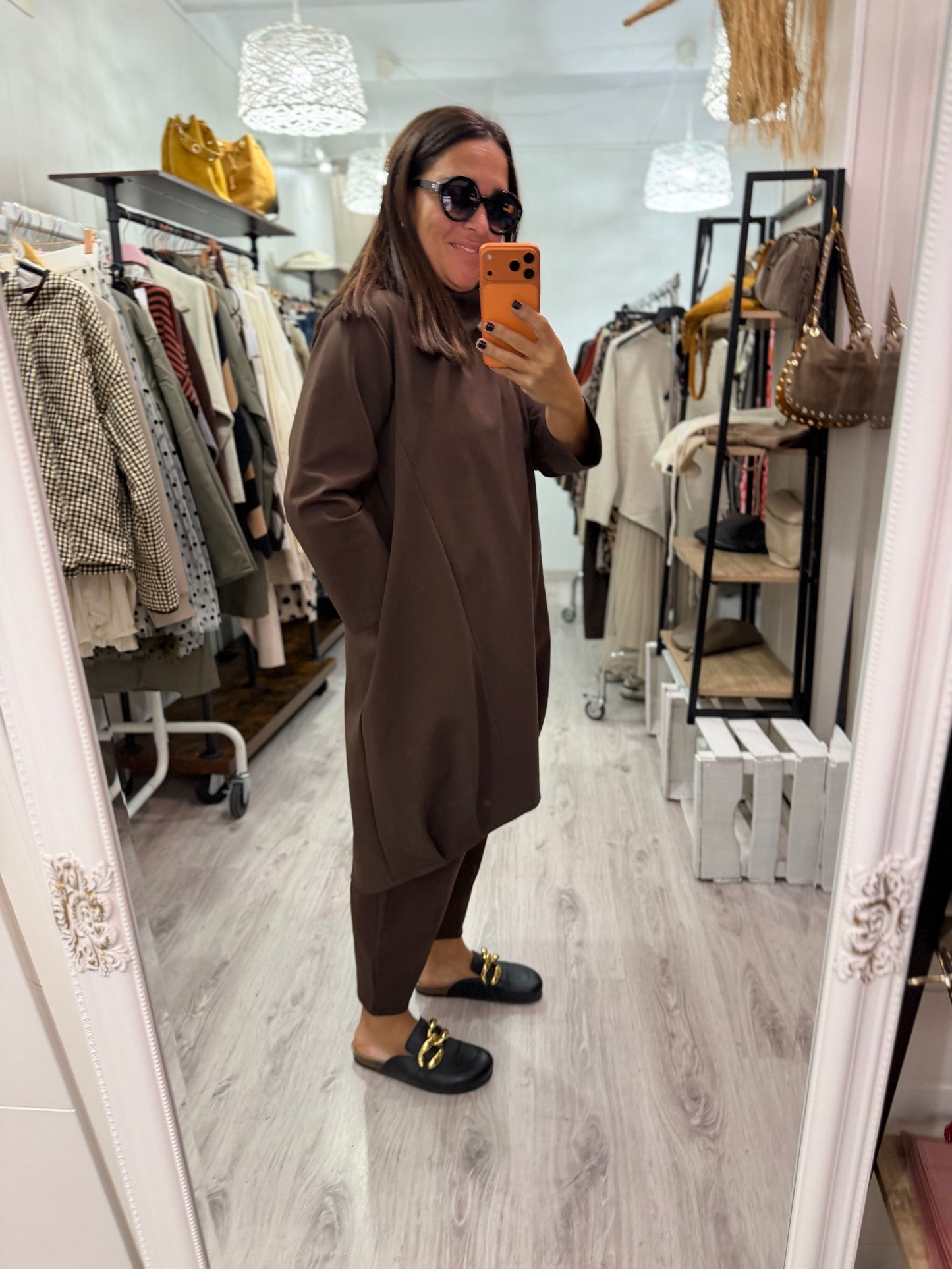 Vestido Jasone punto roma chocolate