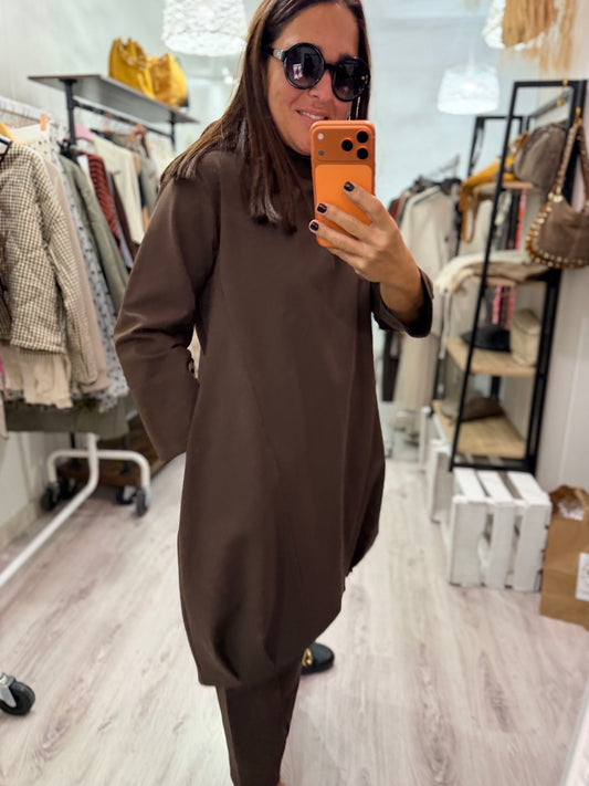 Vestido Jasone punto roma chocolate