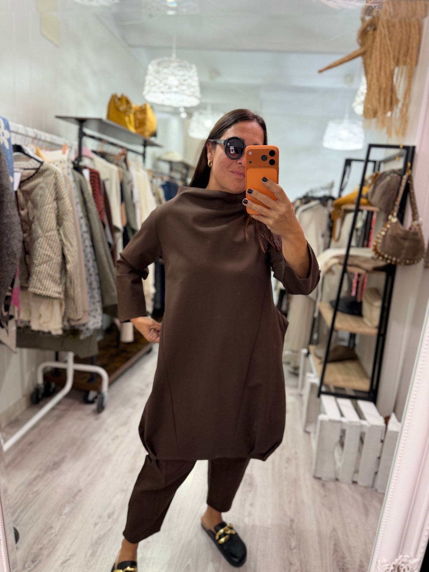 Vestido Jasone punto roma chocolate