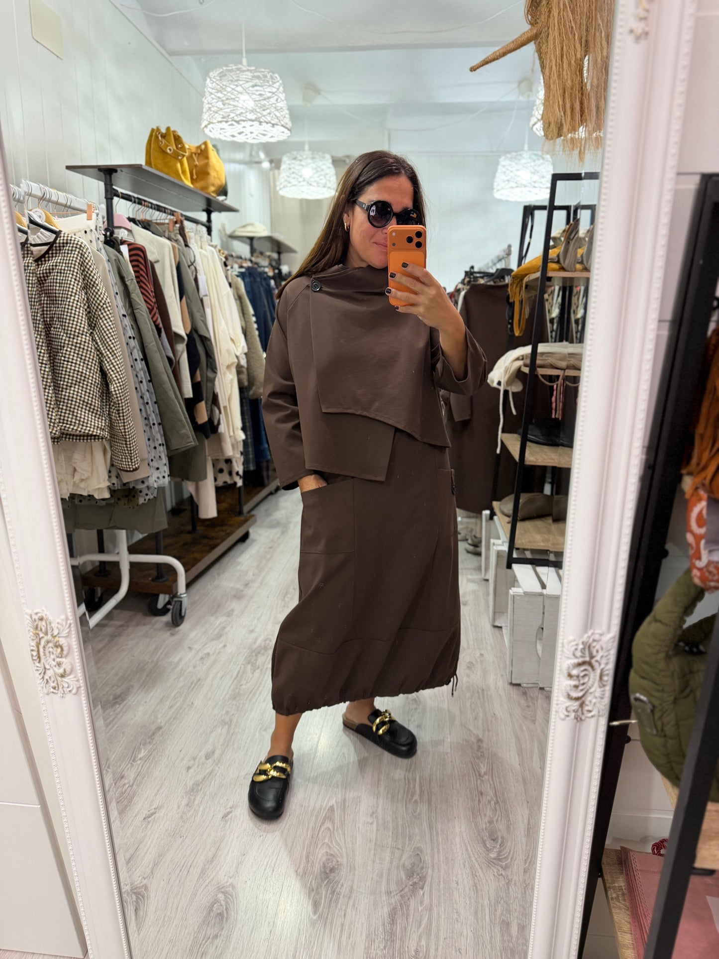 Chaqueta Botón punto roma chocolate