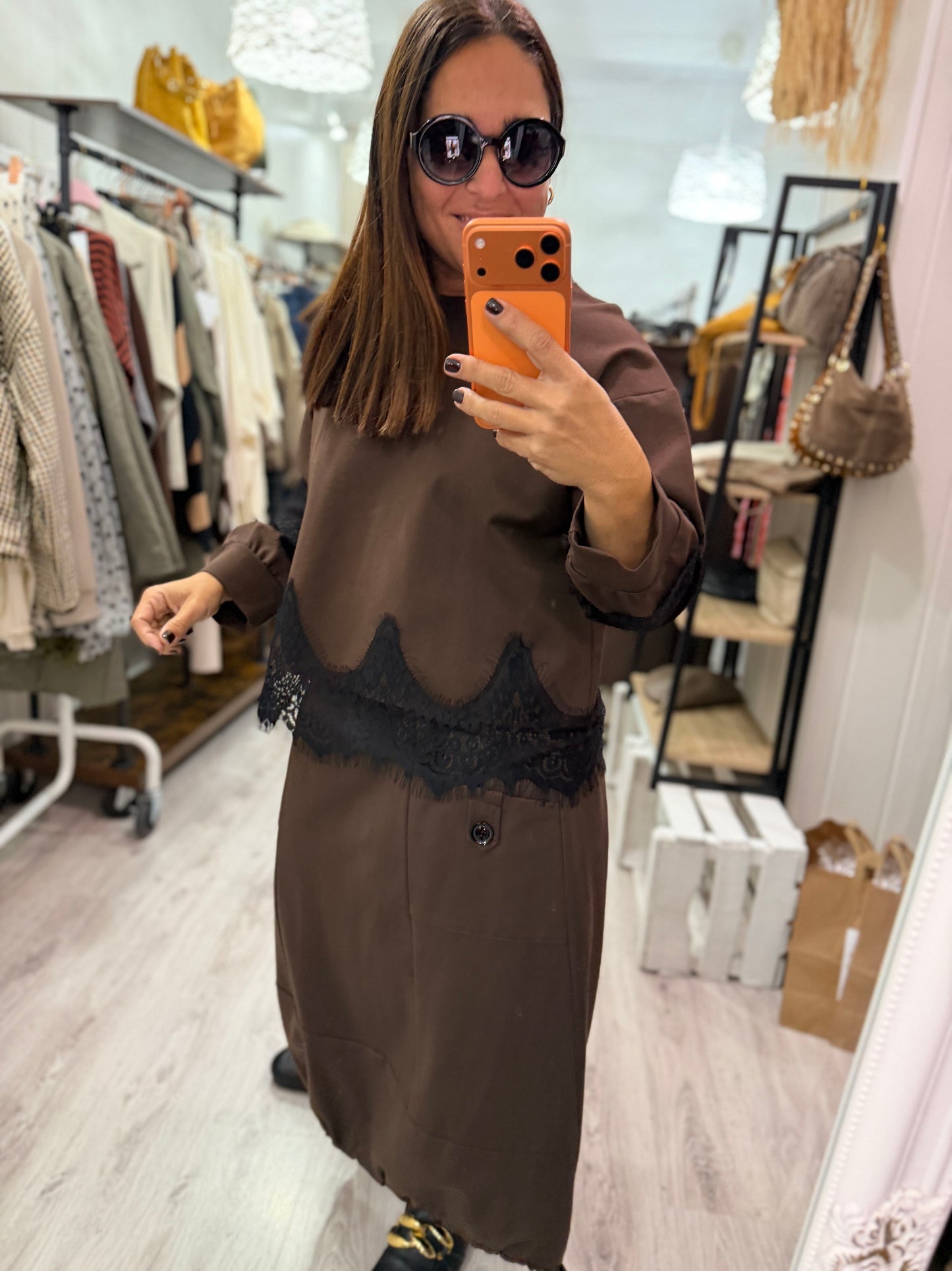 Falda Botón chocolate