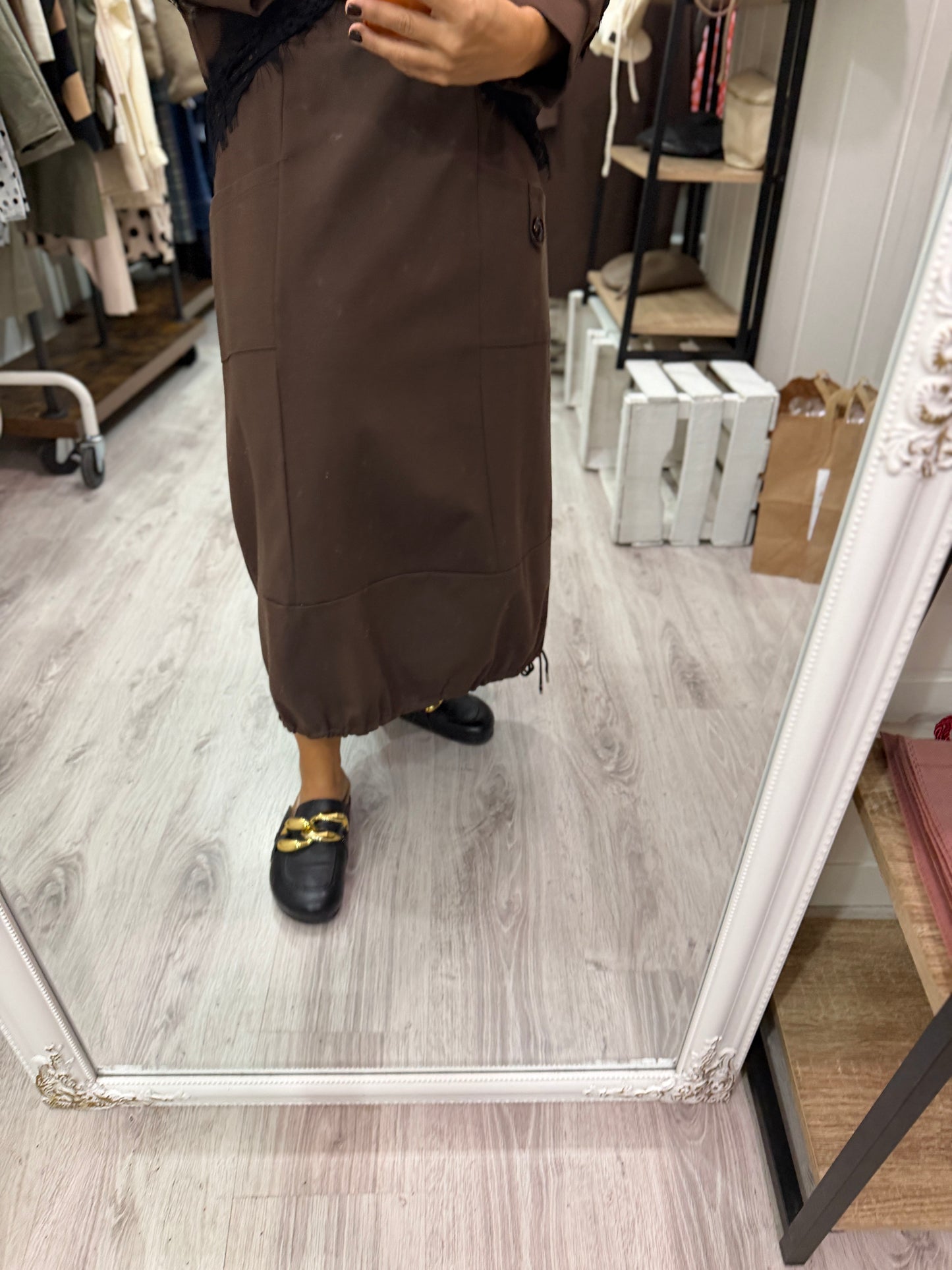 Falda Botón chocolate