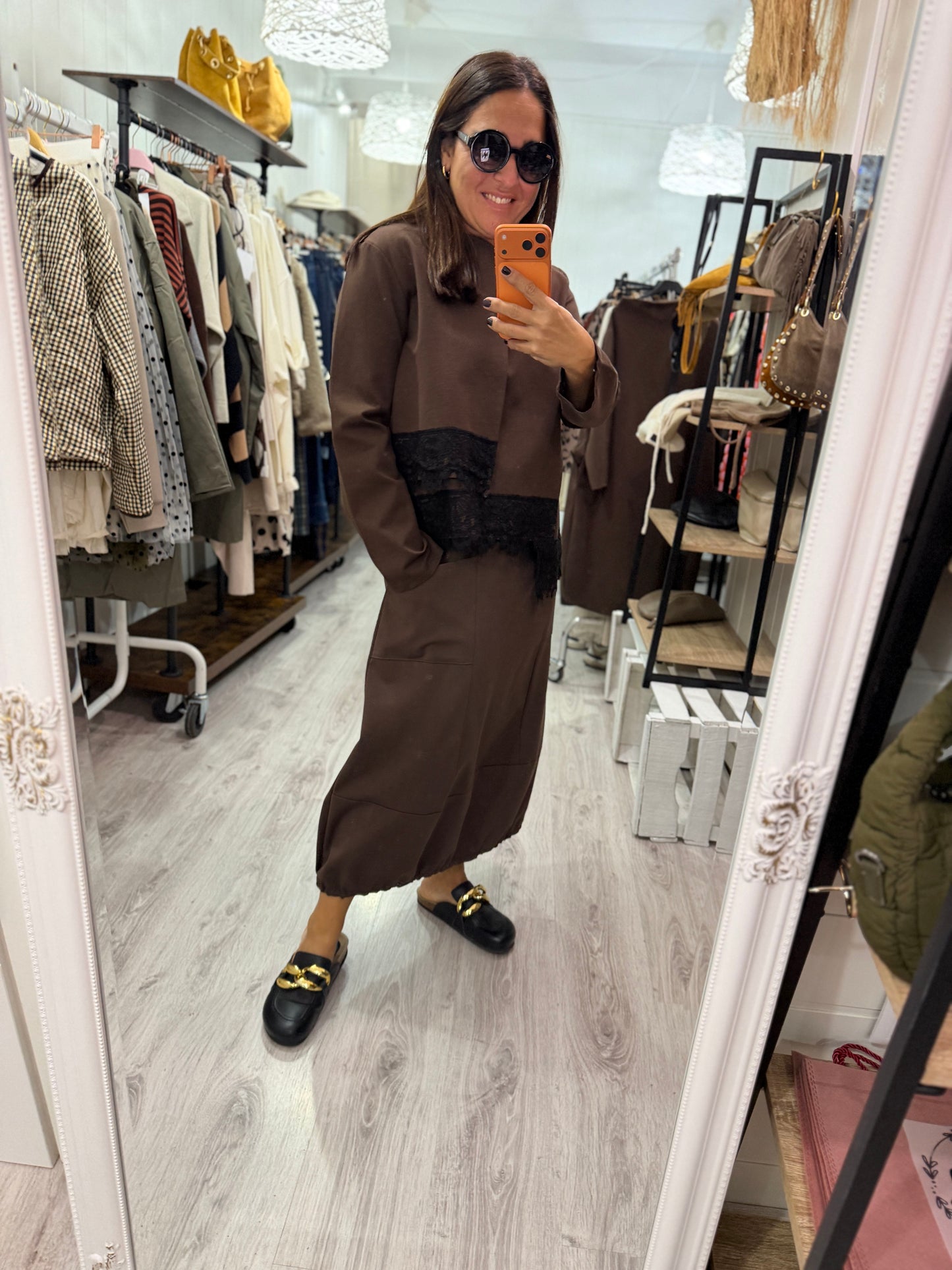 Sudadera Scala punto roma chocolate