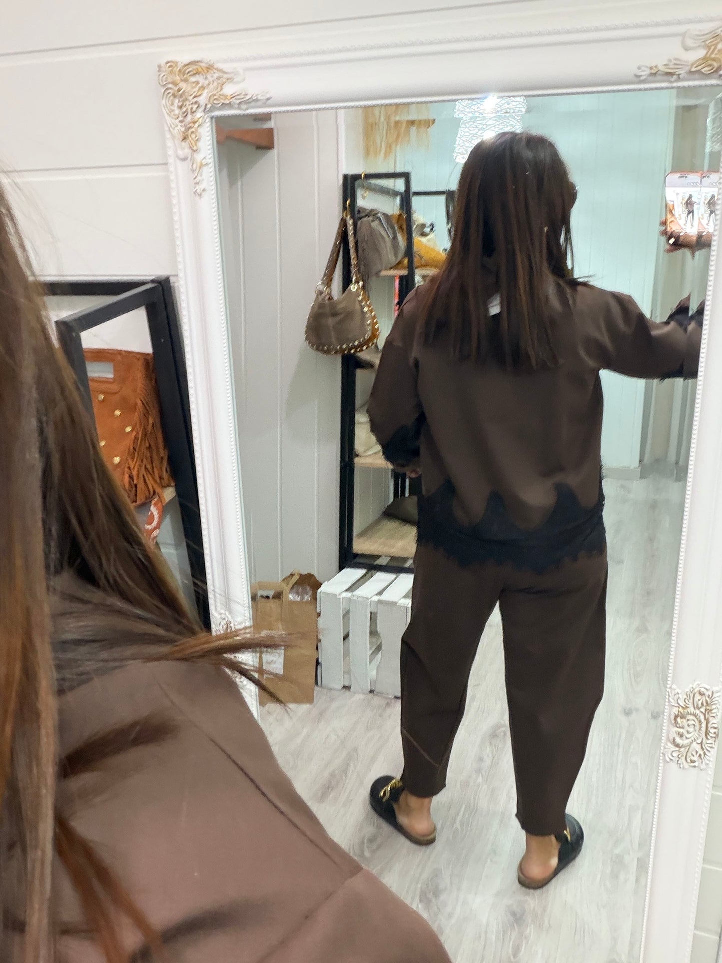 Sudadera Lace punto roma chocolate