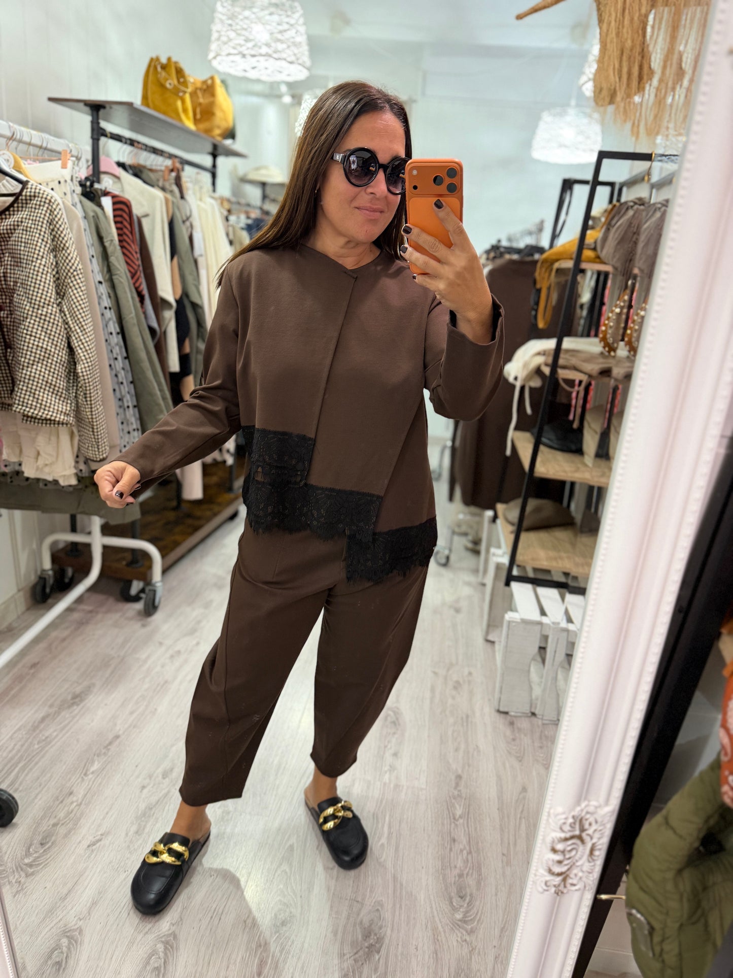 Sudadera Scala punto roma chocolate