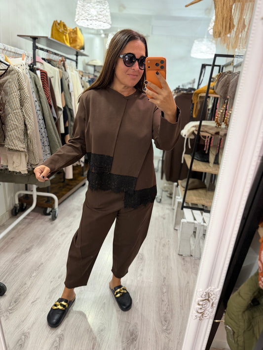 Sudadera Scala punto roma chocolate