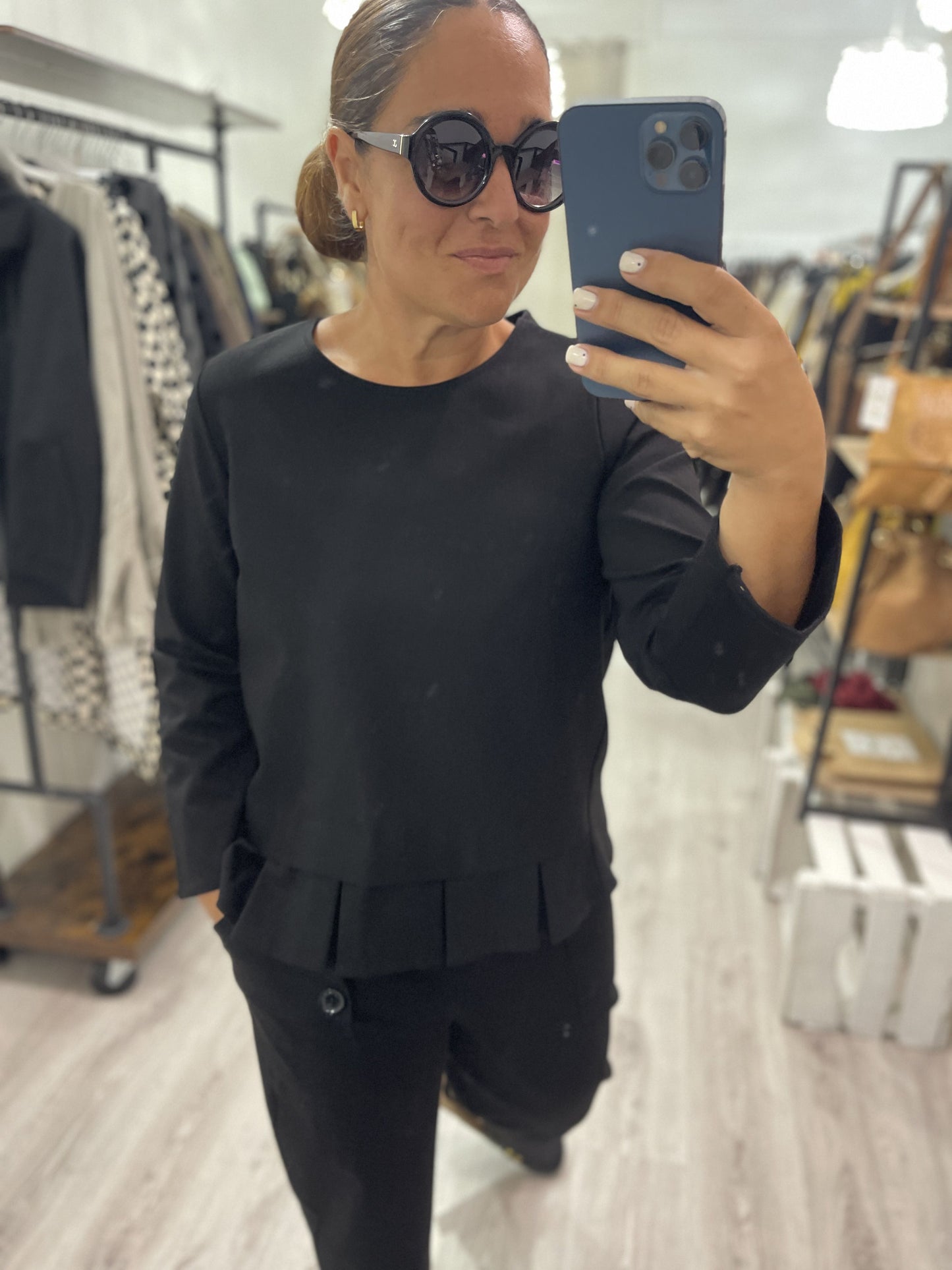 Sudadera Plisados punto roma negro