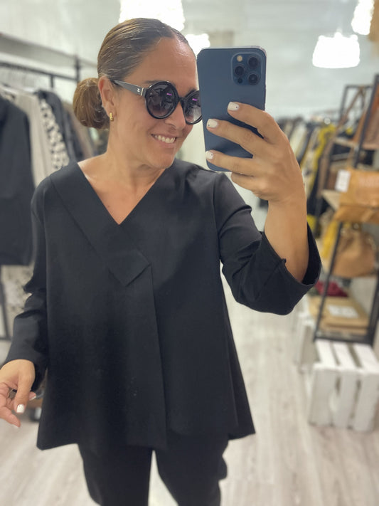 Sudadera Pico oversize punto roma negro