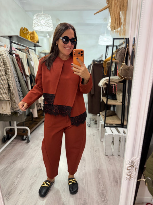 Sudadera Scala punto roma teja