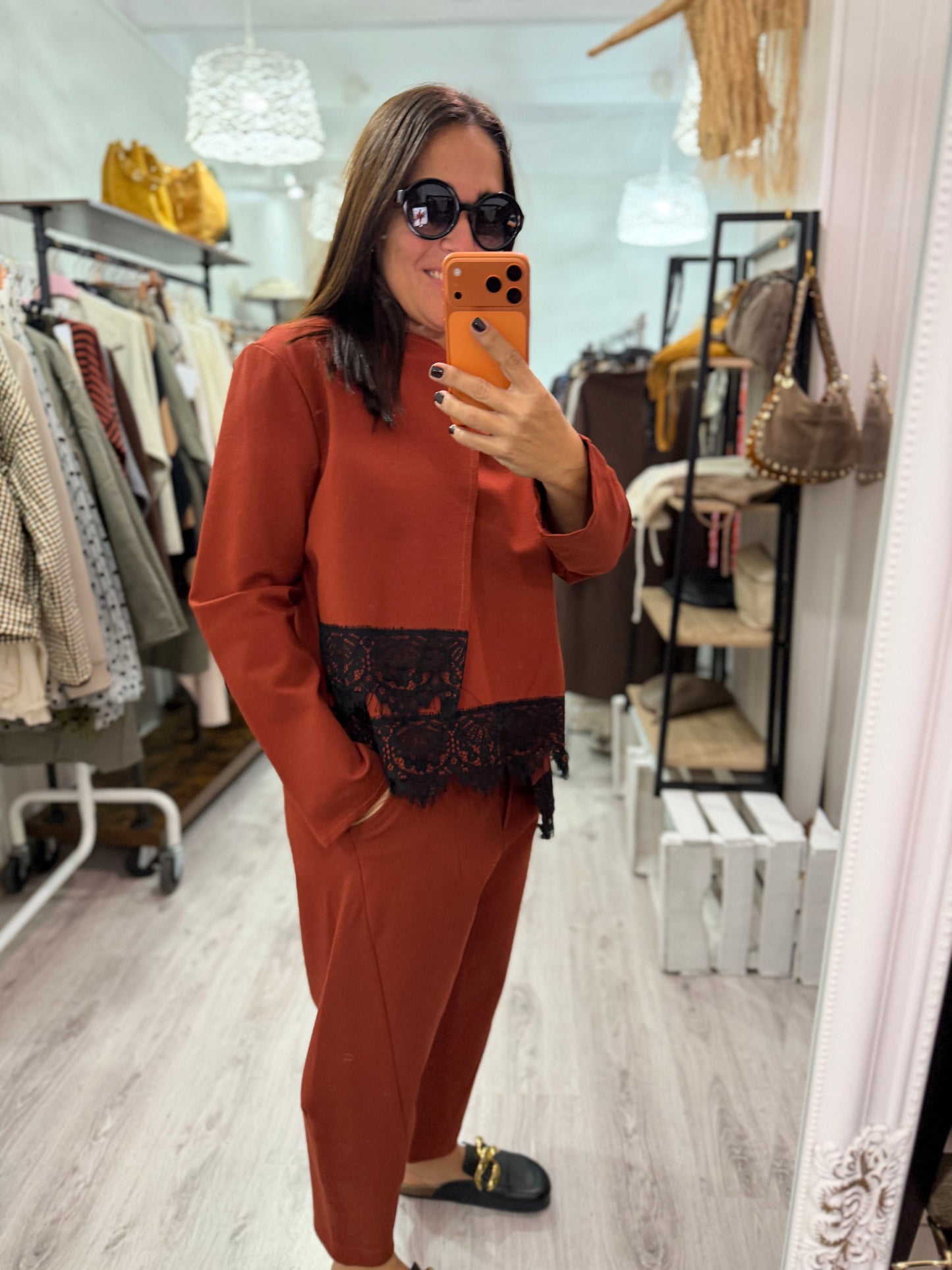 Sudadera Scala punto roma teja