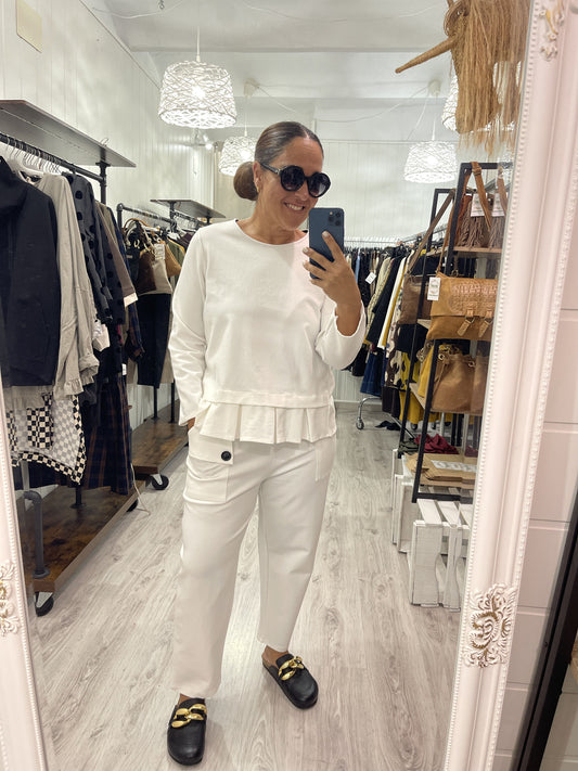 Sudadera Plisados punto roma blanco