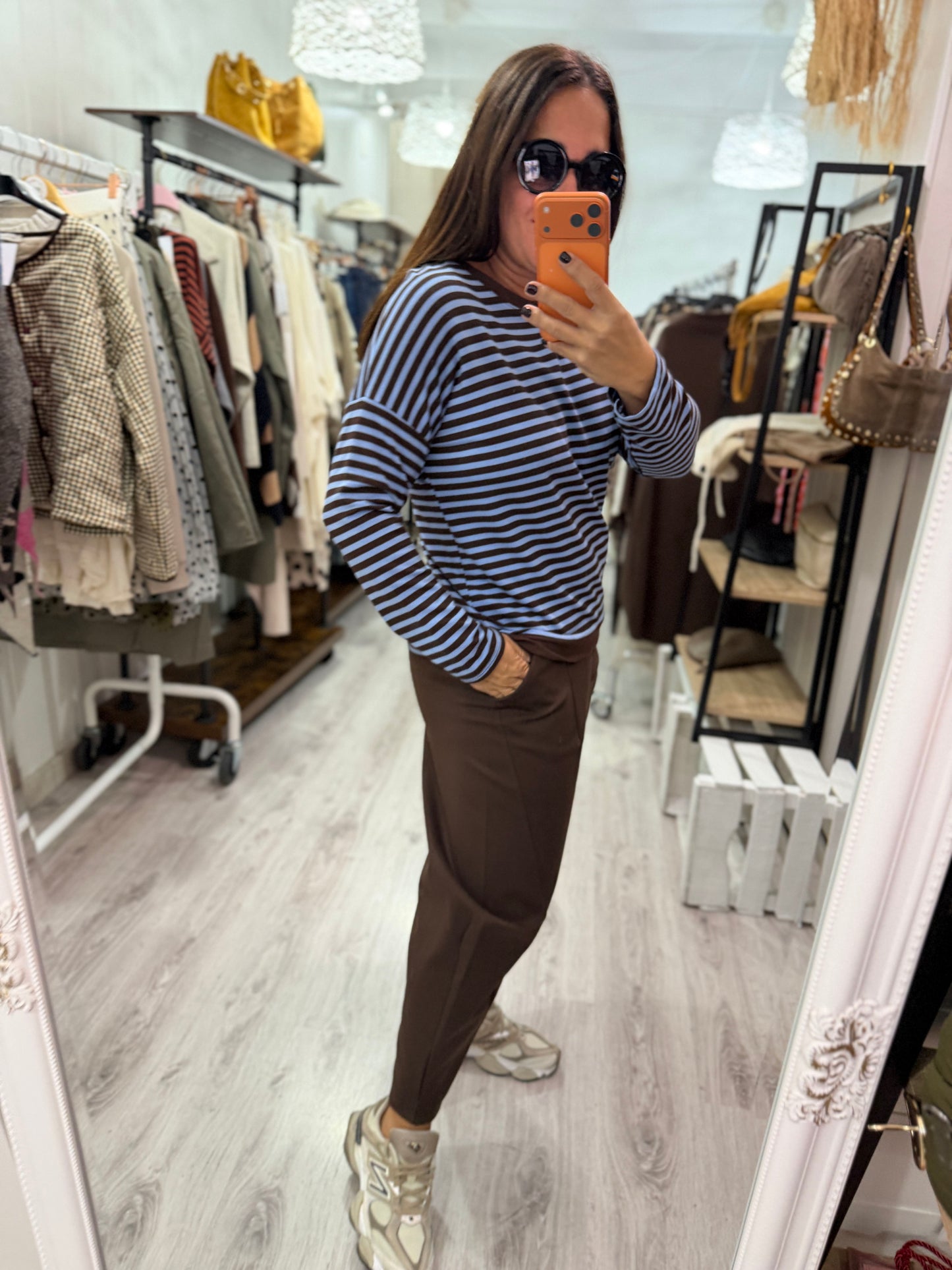 Sudadera Navy Ainara celeste y chocolate