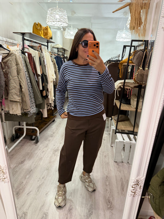 Sudadera Navy Ainara celeste y chocolate