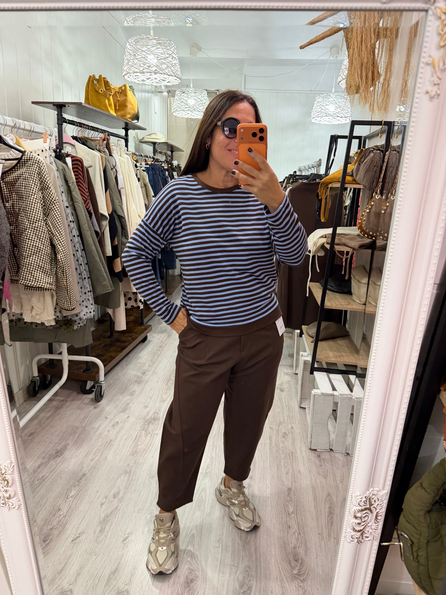 Sudadera Navy Ainara celeste y chocolate