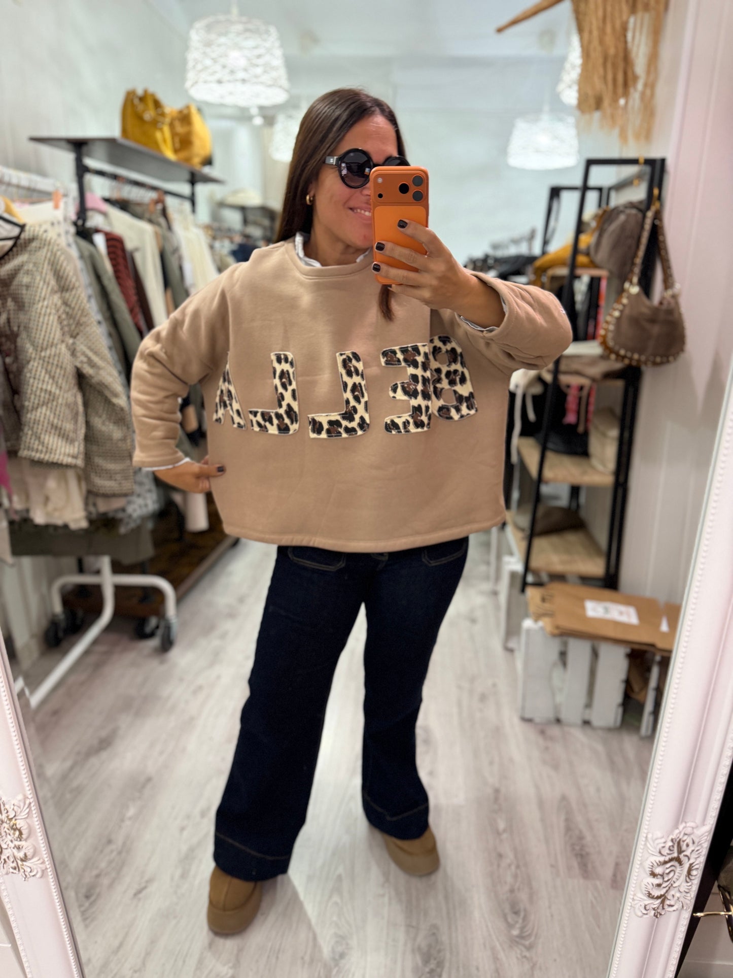 Sudadera Bella afelpada camel