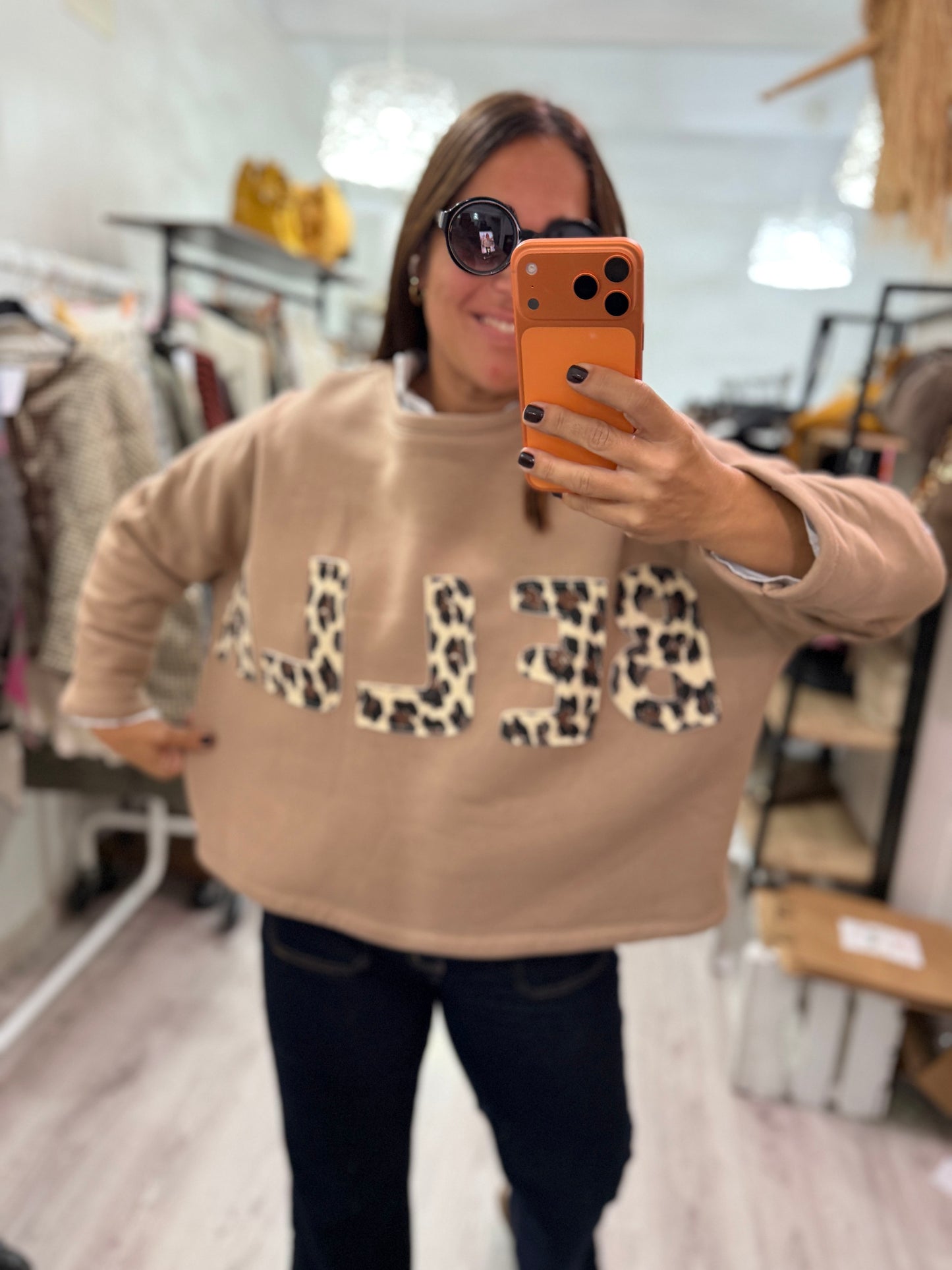 Sudadera Bella afelpada camel