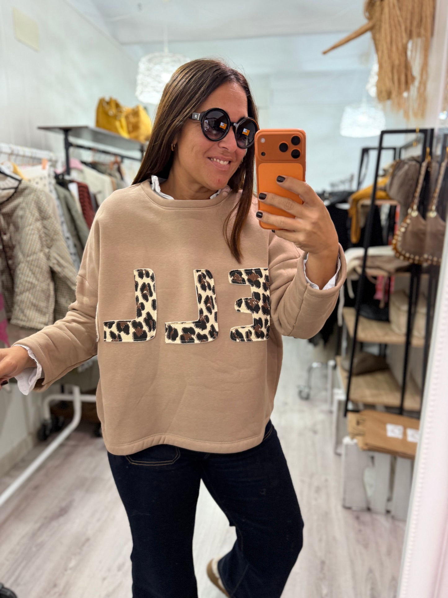 Sudadera Bella afelpada camel