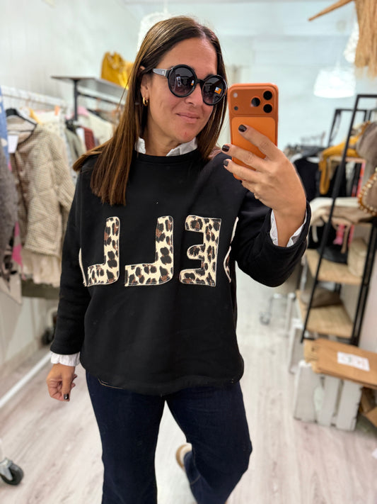 Sudadera Bella afelpada negro