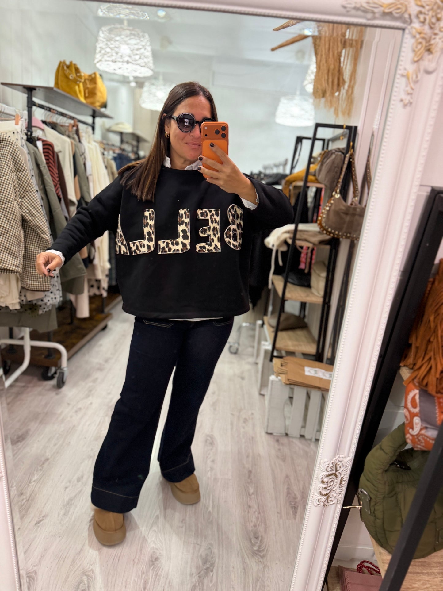 Sudadera Bella afelpada negro