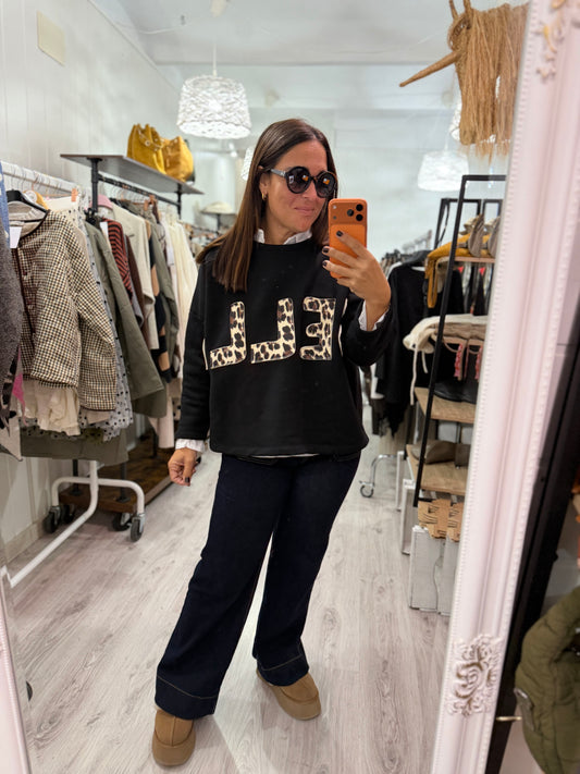 Sudadera Bella afelpada negro