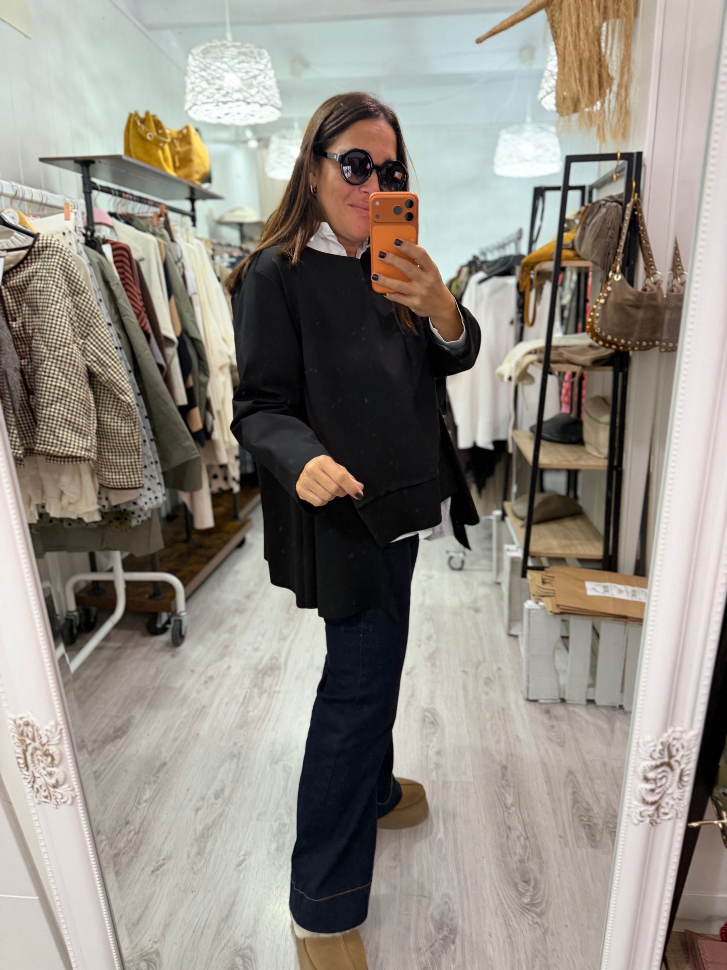 Sudadera Bowie punto roma negro