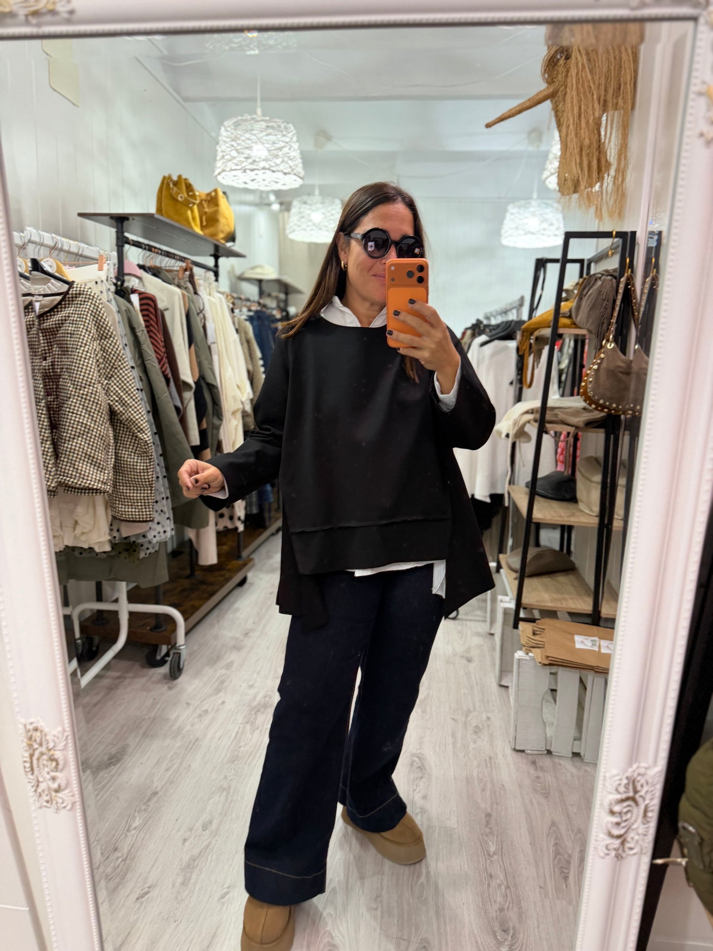 Sudadera Bowie punto roma negro