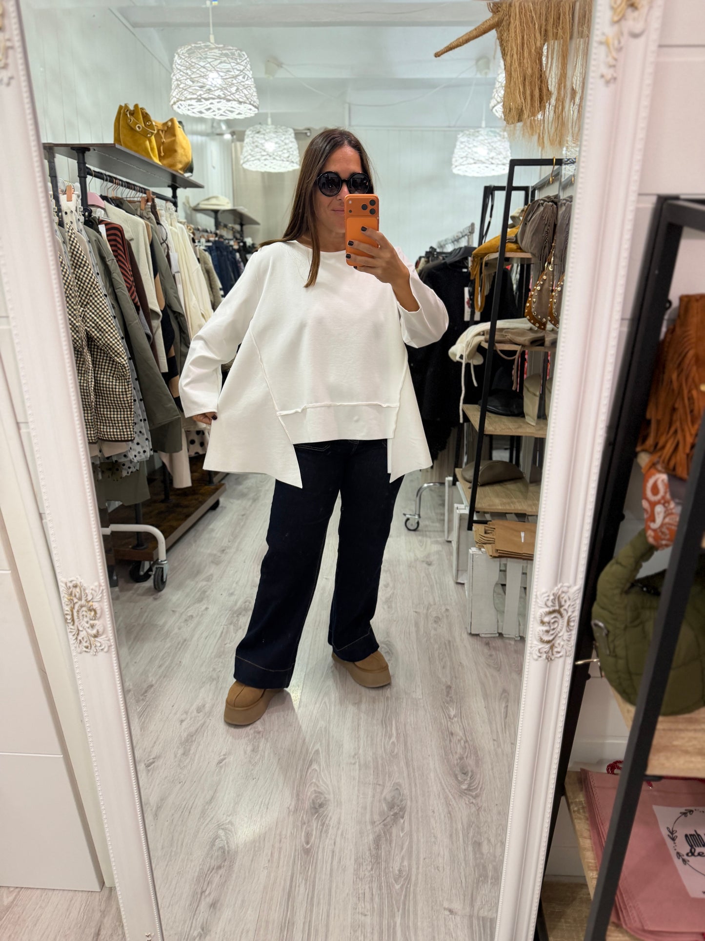 Sudadera Bowie punto roma blanco