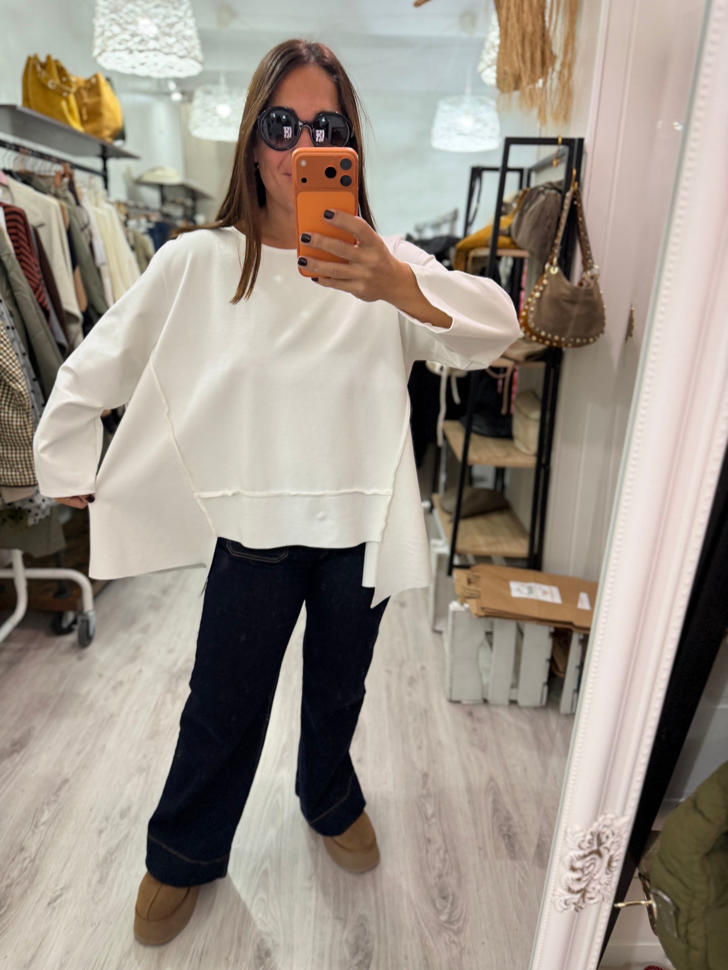 Sudadera Bowie punto roma blanco