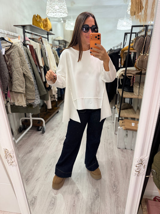 Sudadera Bowie punto roma blanco