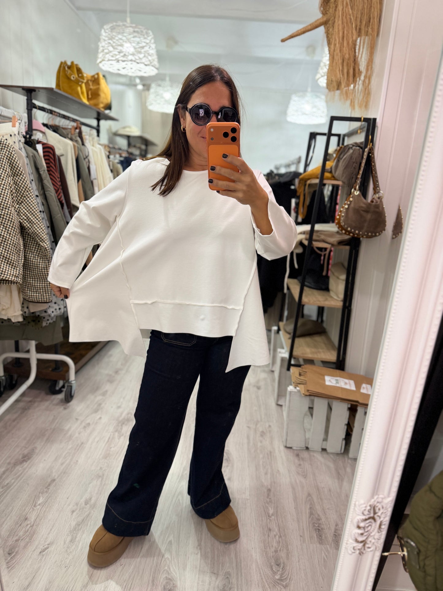 Sudadera Bowie punto roma blanco