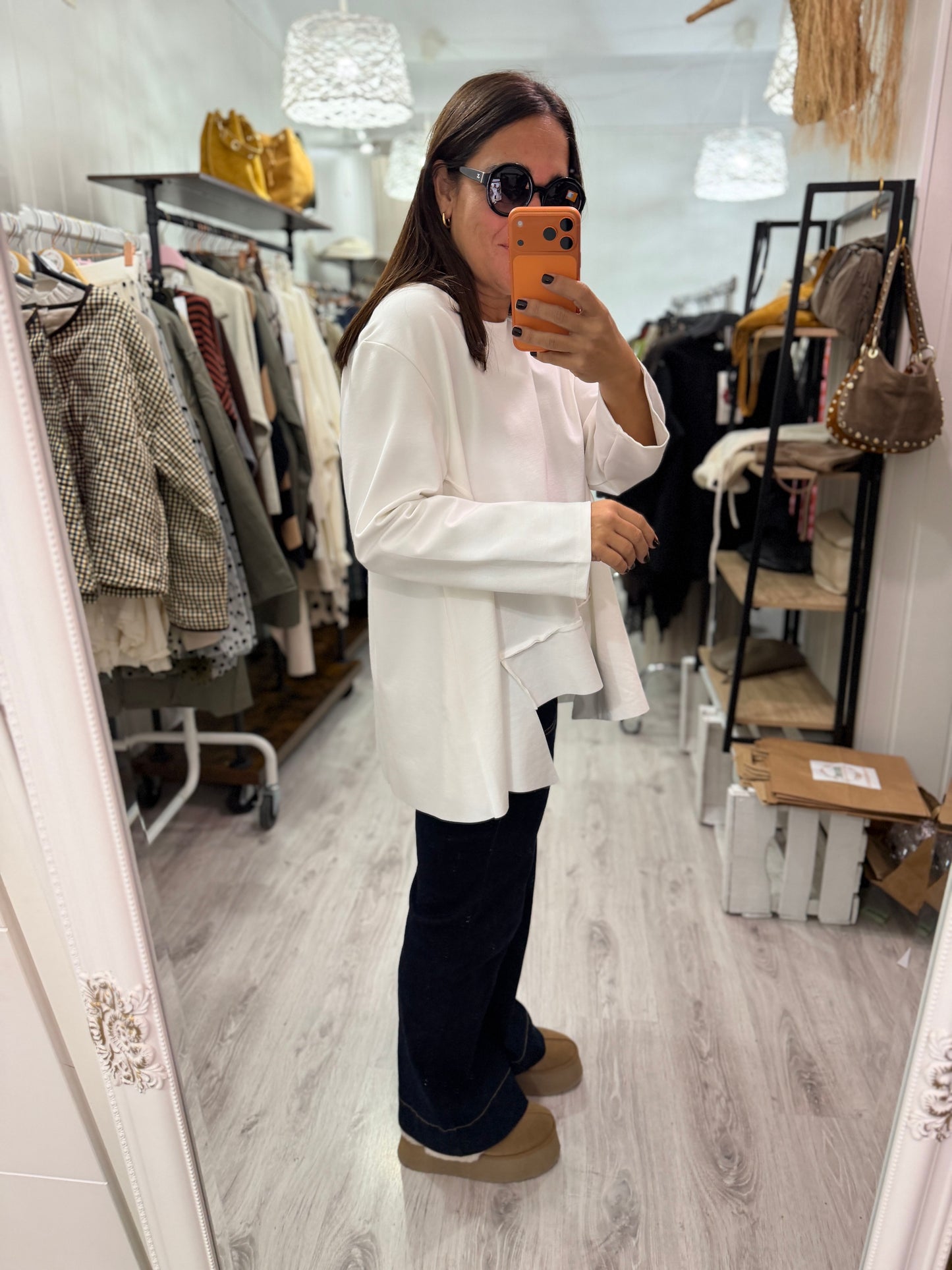 Sudadera Bowie punto roma blanco