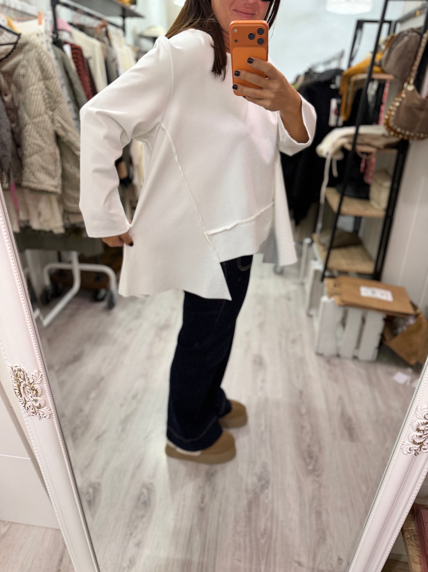 Sudadera Bowie punto roma blanco