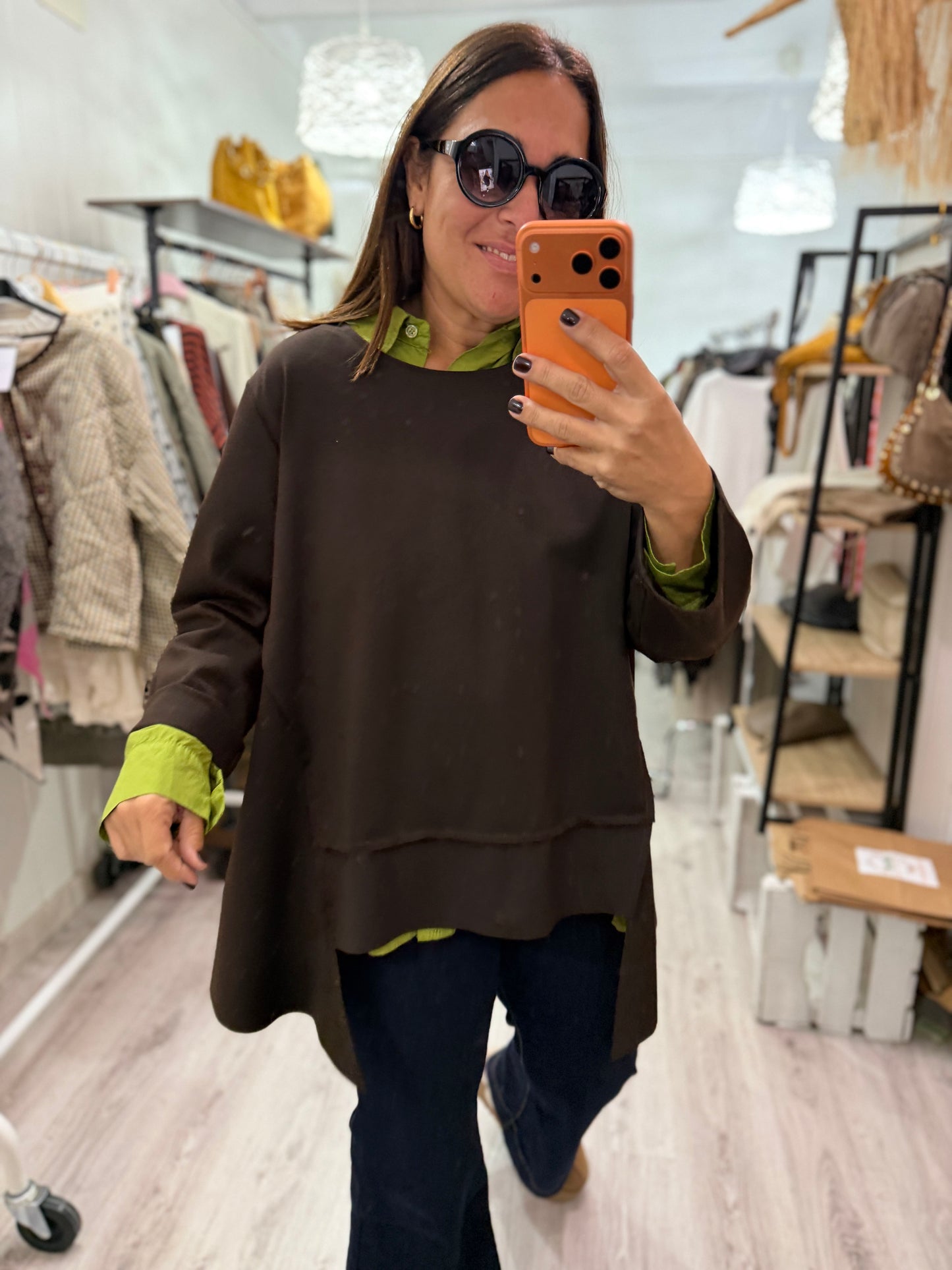 Sudadera Bowie punto roma chocolate