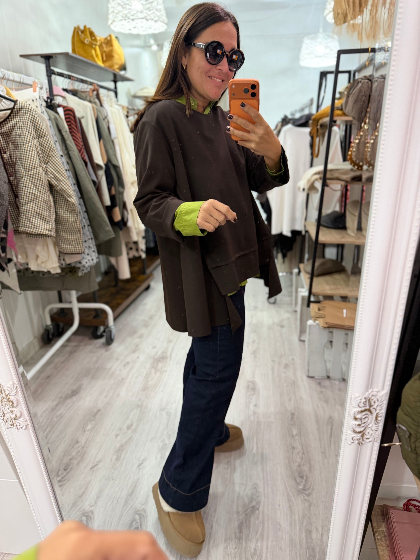 Sudadera Bowie punto roma chocolate