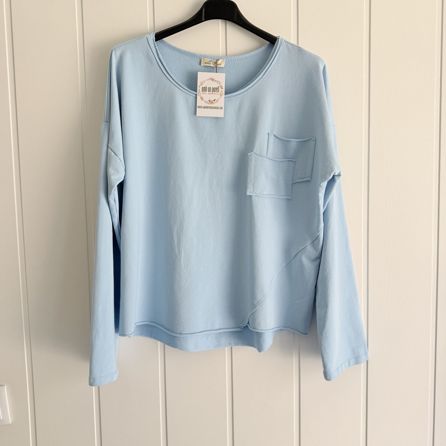 Sudadera Bolsillos azul cielo