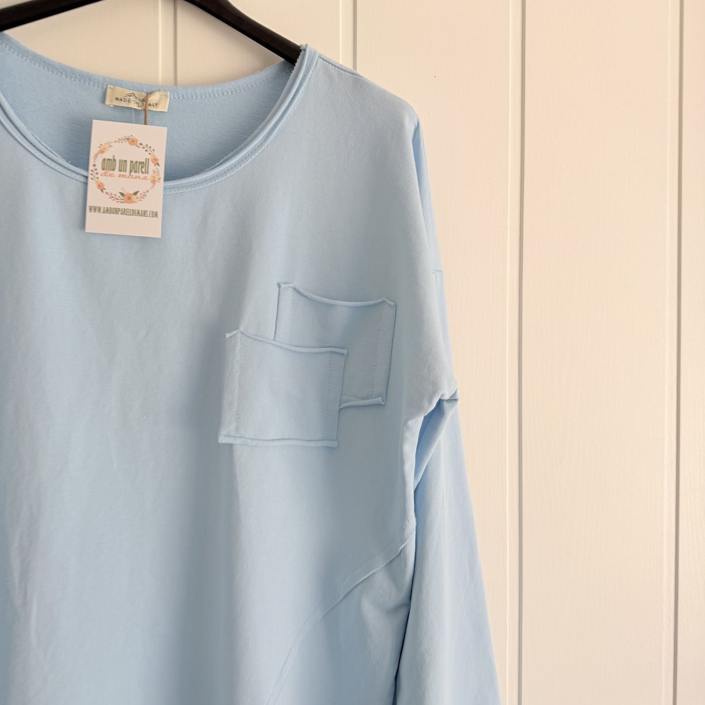 Sudadera Bolsillos azul cielo
