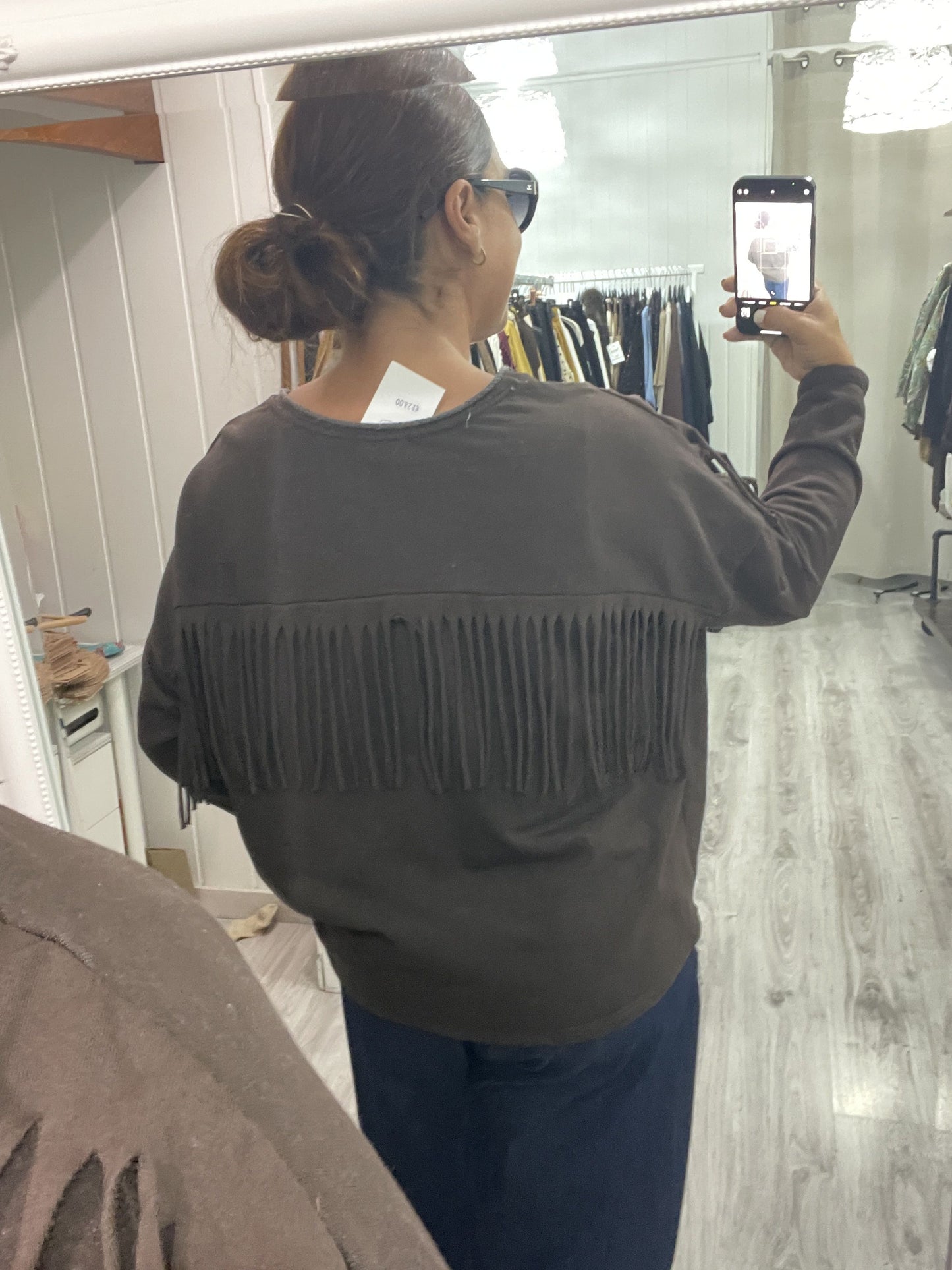 Sudadera Dakota flecos chocolate