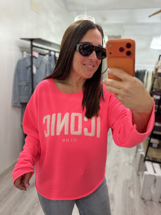 Sudadera Iconic Fluor Fucsia