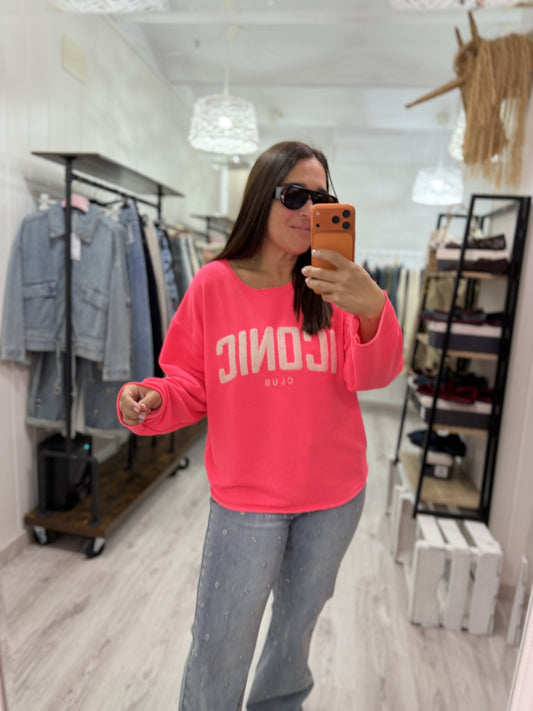 Sudadera Iconic Fluor Fucsia