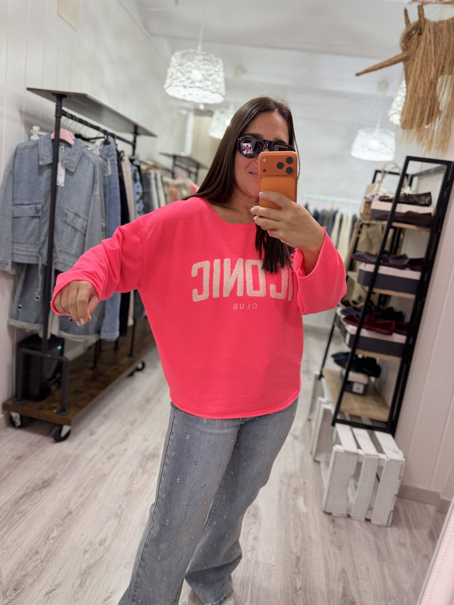 Sudadera Iconic Fluor Fucsia